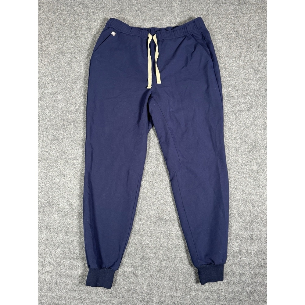 Figs Navy Blue Sweatpants with Cream Drawstring